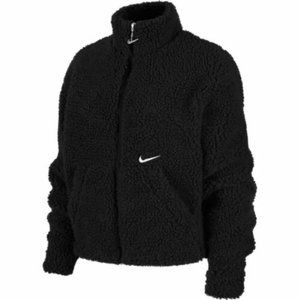 Nike Women's Sportswear Swoosh Sherpa Jacket  Black DM1763-010 Nwts